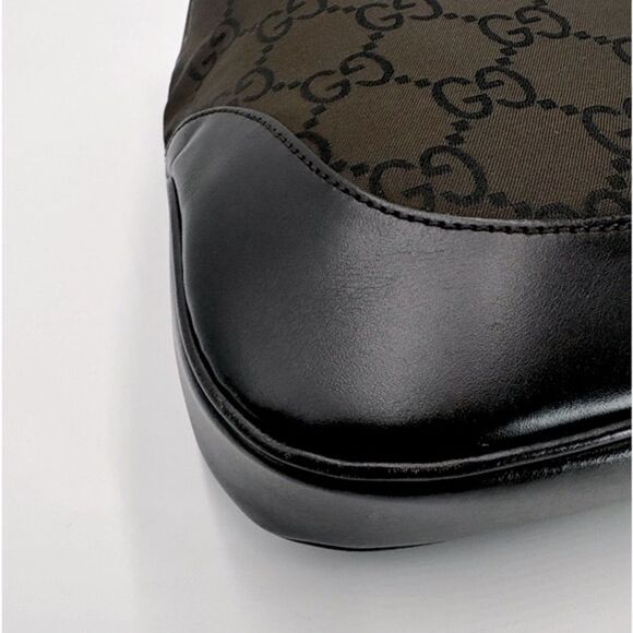 Auth Gucci Supreme Dark Brown Nylon Leather Trim Jackie Shoulder Bag Preloved Ex - Picture 12 of 16